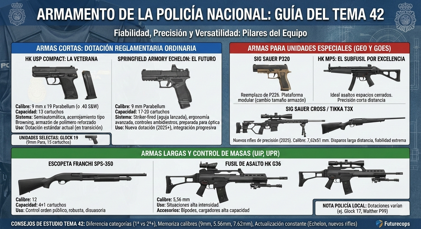 Armamento Policía Nacional Tema 42. Oposiciones Policía Nacional