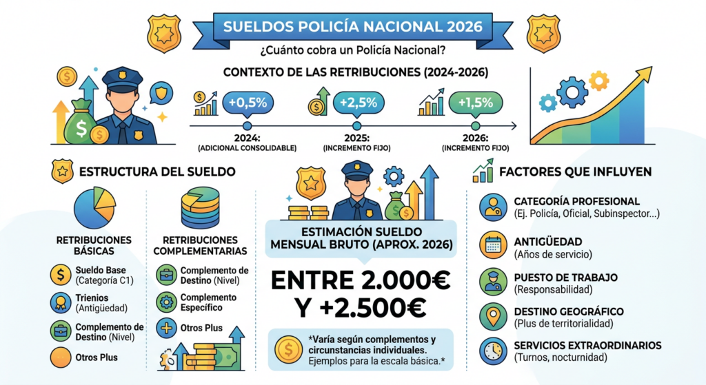 Infografía: Policía Nacional sueldos 2026: ¿Cuánto cobra un Policía Nacional?