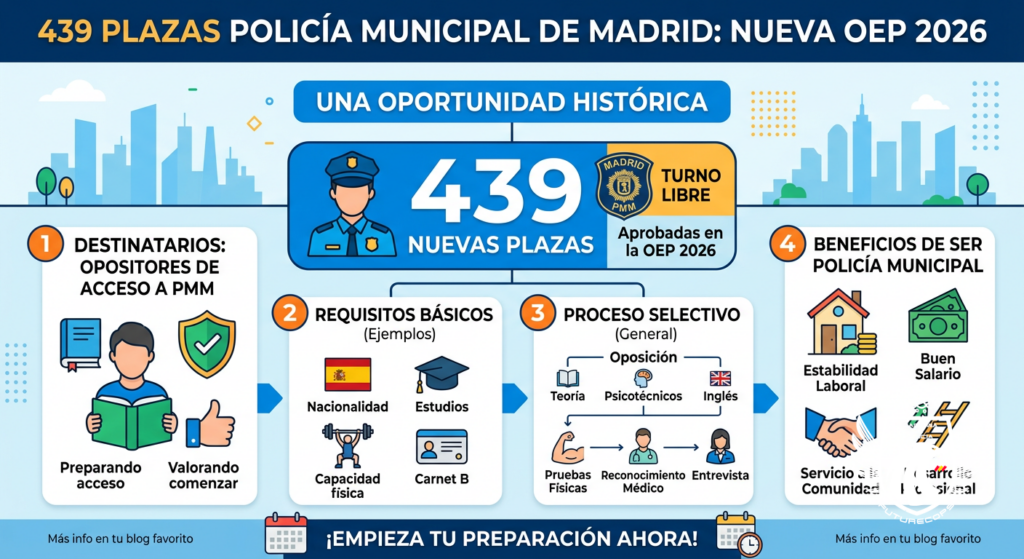 Infografía: 439 plazas de Policía Municipal de Madrid: nueva OEP 2026