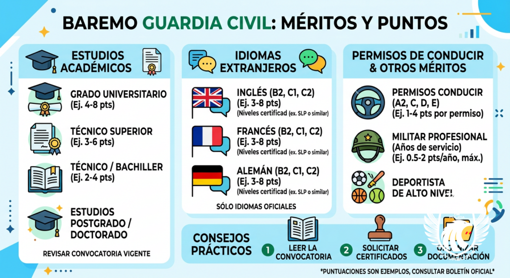 Infografía: Baremo Guardia Civil: méritos y puntos