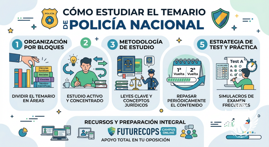 Infografía: Cómo estudiar el temario de Policía Nacional