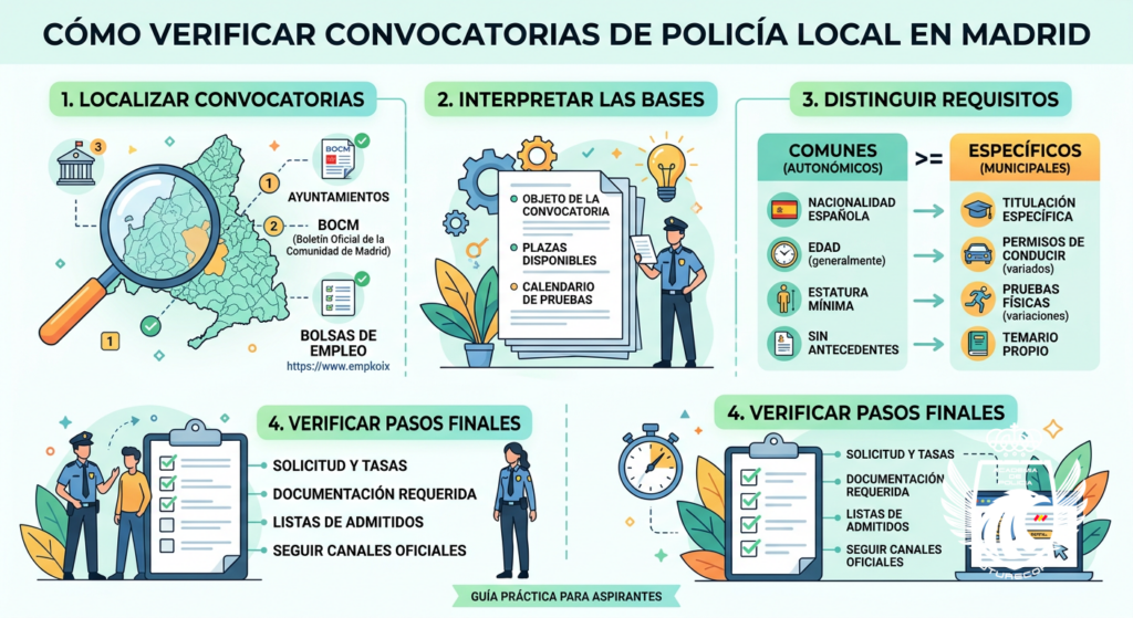 Infografía: Convocatorias Policía Local en Madrid: cómo verificarlas