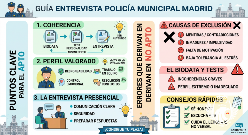 Infografía: Entrevista Policía Municipal Madrid: guía y no apto