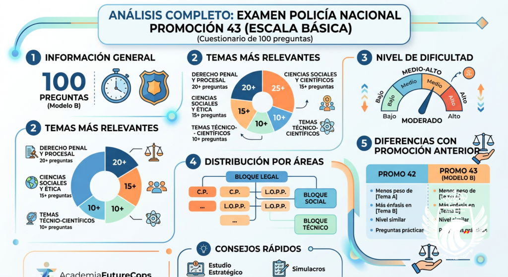 Infografía: Examen Policía Nacional Promoción 43: análisis completo