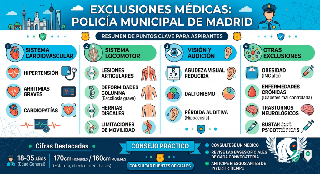 Infografía: Exclusiones médicas Policía Madrid
