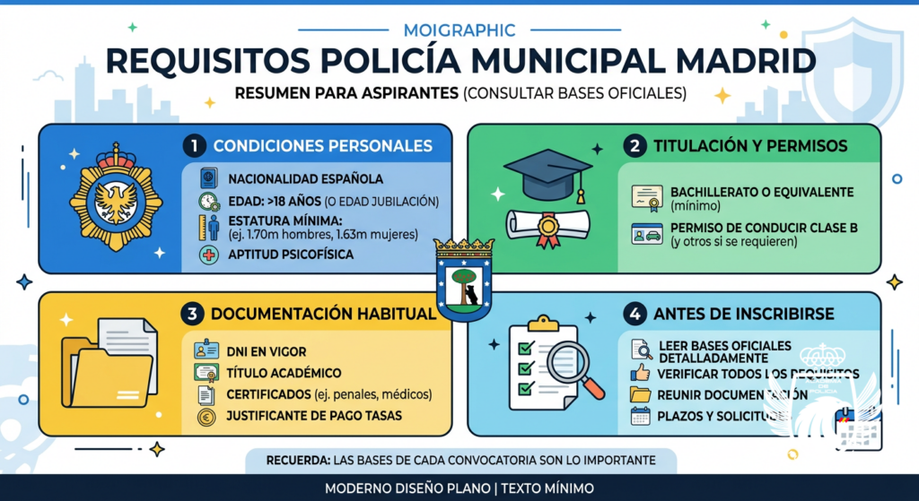 Infografía: Requisitos Policía Municipal Madrid