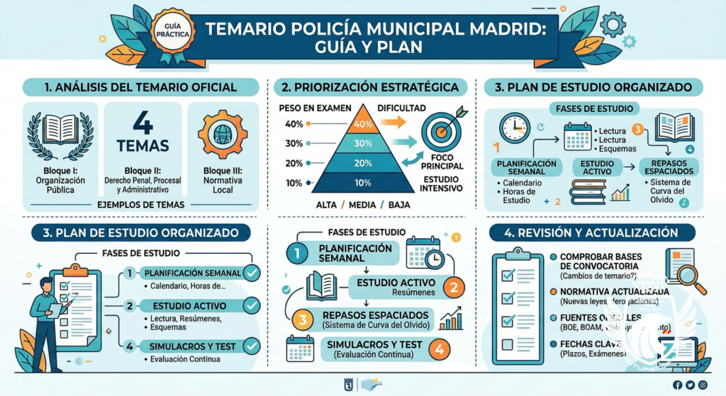 Infografía: Temario Policía Municipal Madrid: guía y plan